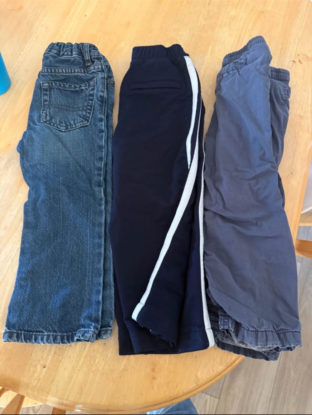 Kids Navy Jogger Pants with White Side Stripe